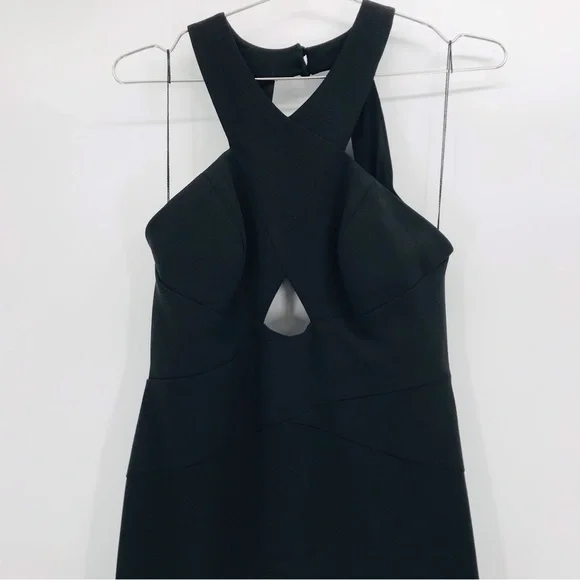 Aidan Mattox Scuba Crepe Cutout Open Back Gown in Black Size 6 - Picture 4 of 14